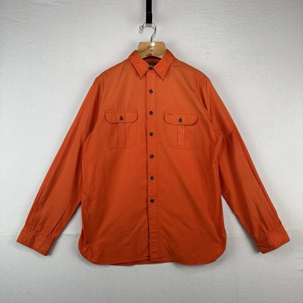 Polo Ralph Lauren Sunfaded Safari Shirt Men's L Orange Long Sleeve Button Up